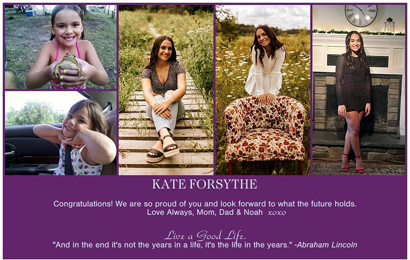 A sample of a half page senior recognition ad