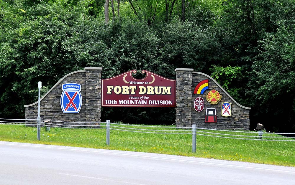 the Fort Drum entrance sign