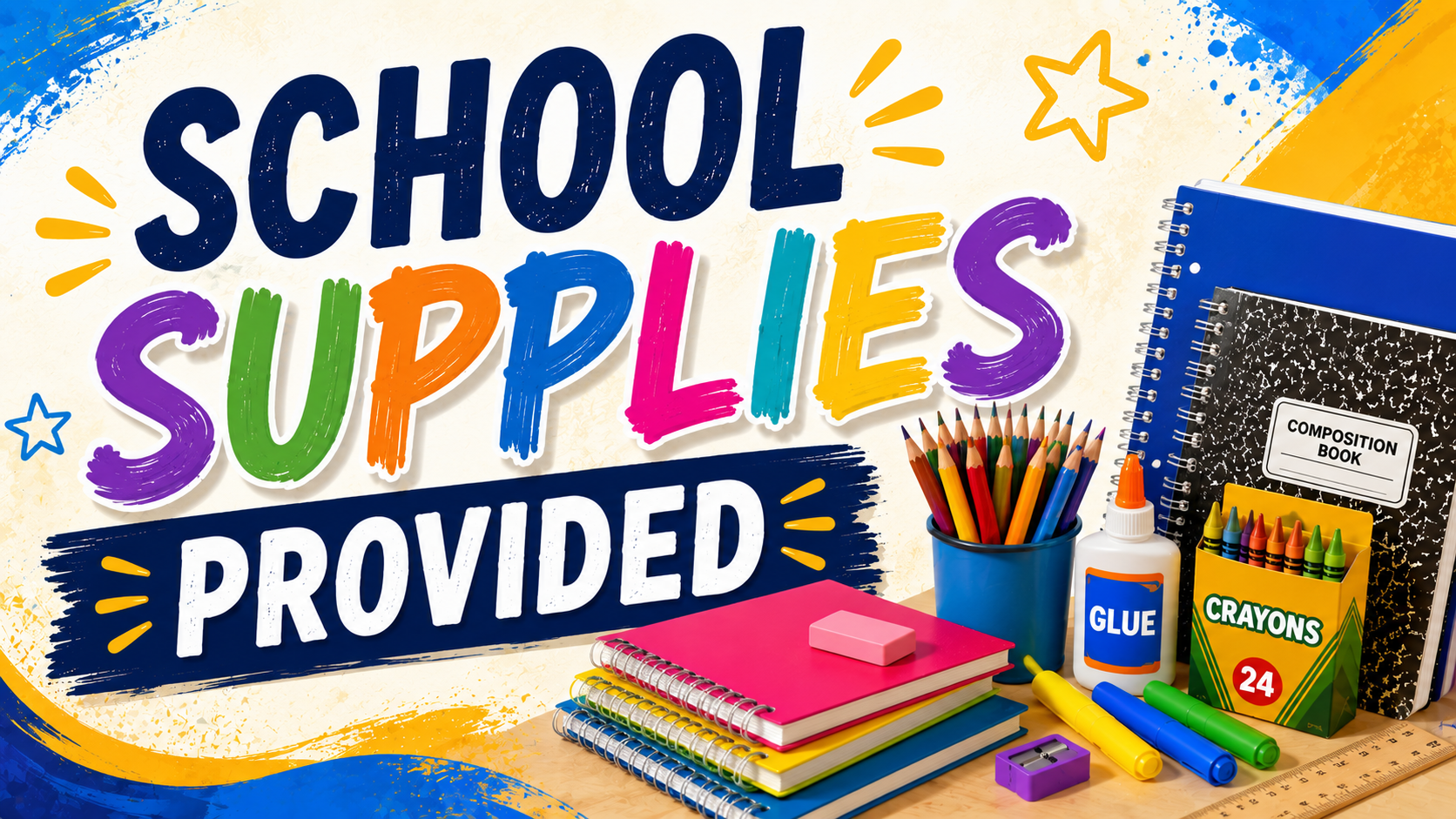 School supplies with a title School Supplies Provided