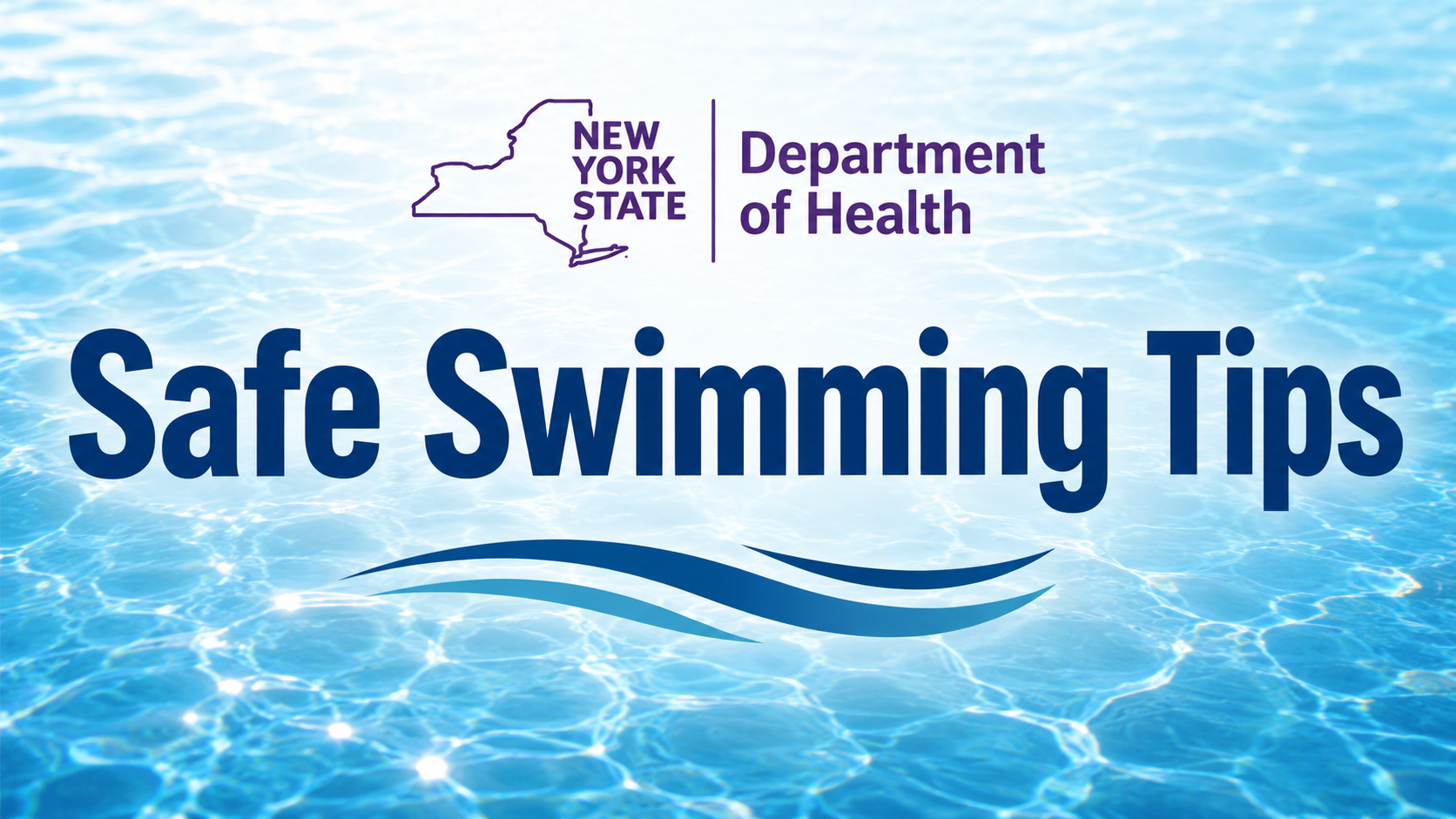 Safe Swimming Tips with NYS Department of Health logo